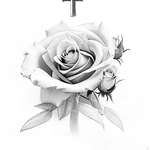 A Bible Cross Surrounded By An Overgrowth Of 8 Roses And Each Rose Has A Spy For A Name