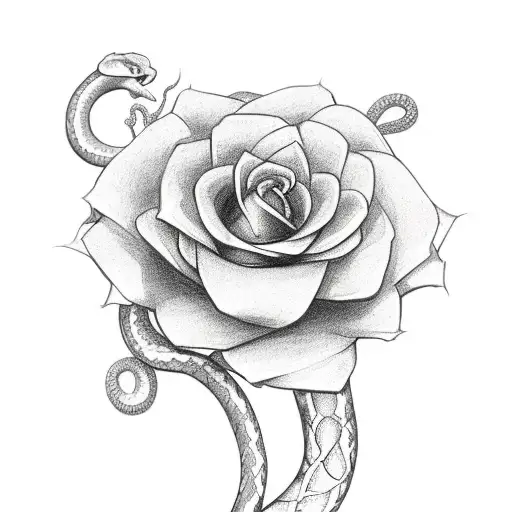 3 Crosses And Snake Around Flower