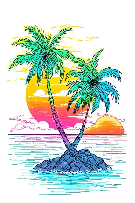 Palm Trees Colors Sunset