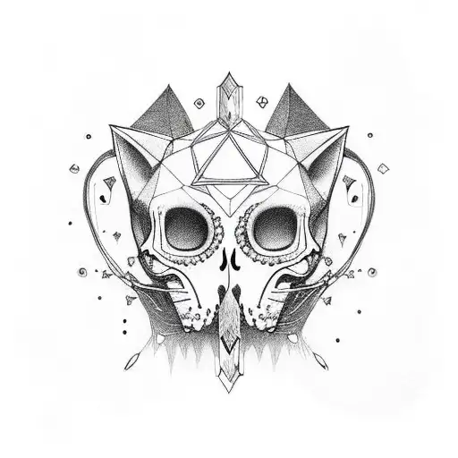 Cat Skull With Crystals