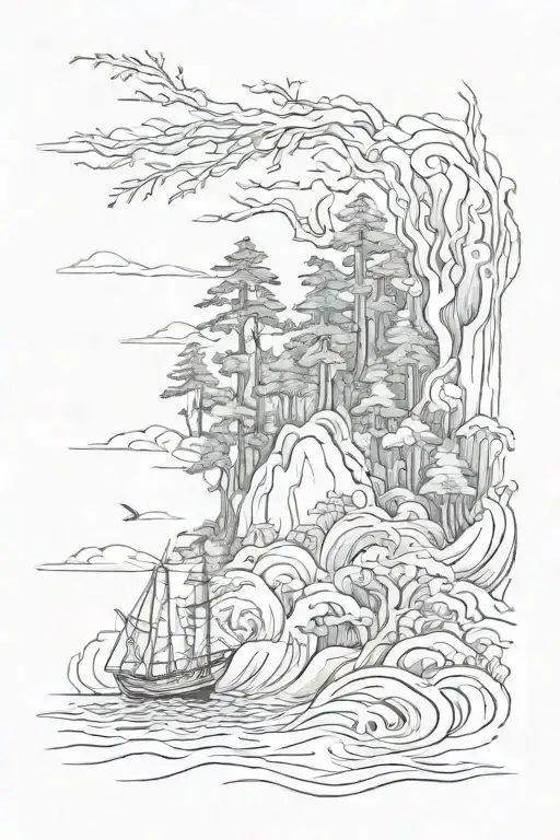 Forest And Rough Waters
