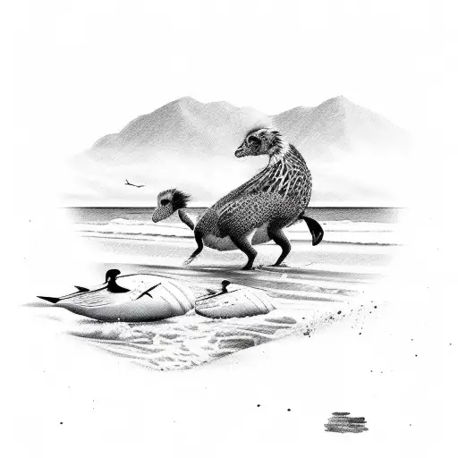 A Beach Scene With Animals Hidden In The Details