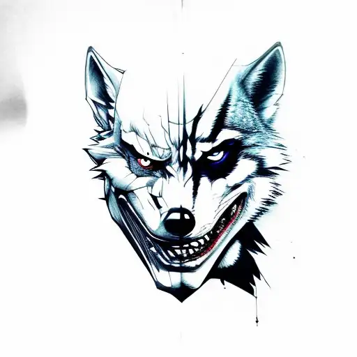 Joker Side Face And Wolf Side Face