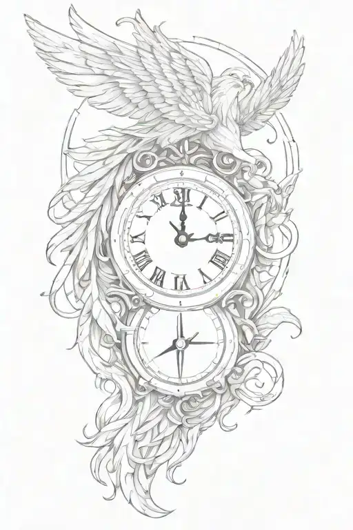 Phoenix Wings Holding Clock Inside
