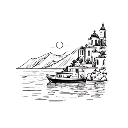 Santorini Greece Landscape On The Water