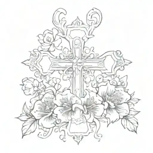 Cross With Birth Flowers For March August And September