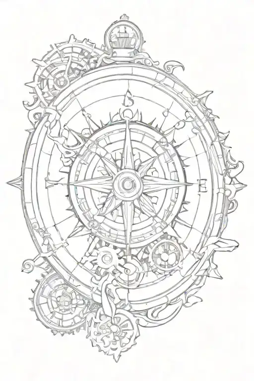 Compass Intertwined Clock Gears