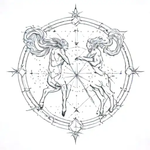 Saggitarius And Aries Constellation Intertwined As A Starry Constellation