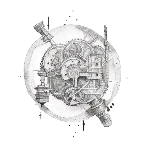 An Abstract Tattoo Representing The Connection Between Oil And Future Projects