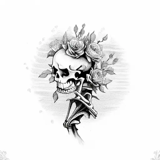 Hearth With Skeleton Hands Holding Flowers