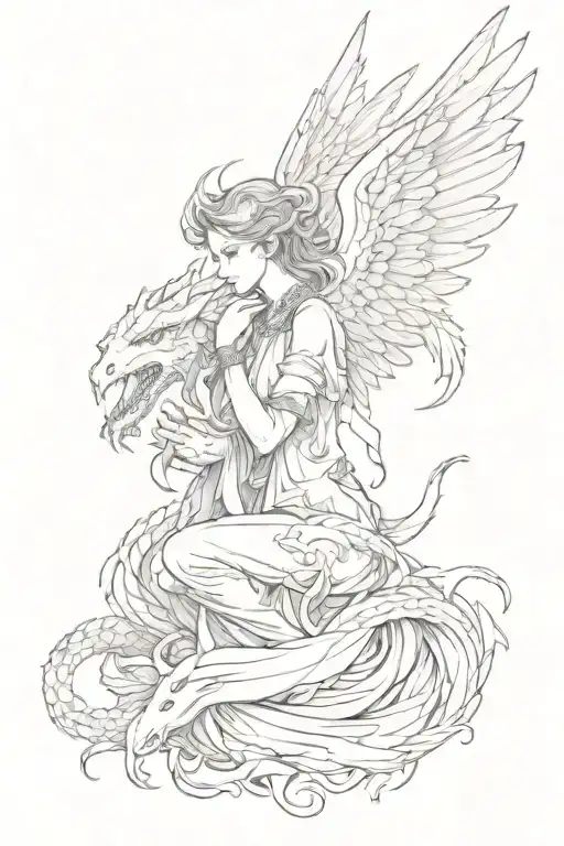 Angel With Dragon Wrapped