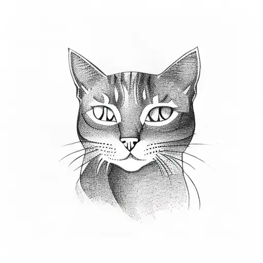 A Silhouette Of A Cat Sitting On A Tree Branch Overlooking A Moonlit Forest In Sketch Style