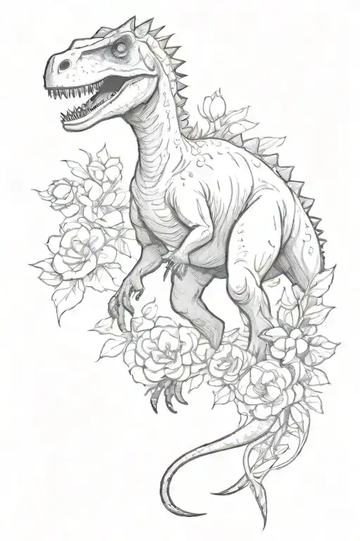 Dinosaur With Flowers