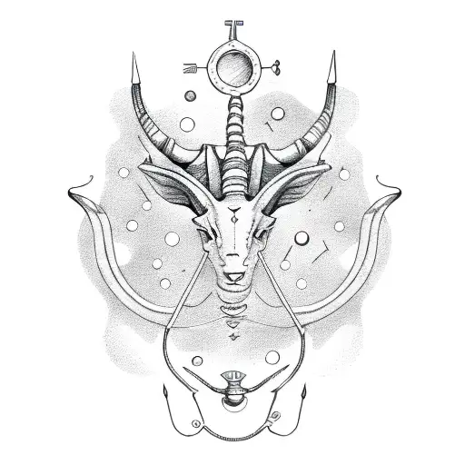 A Detailed Sketch Of A Capricorn Constellation With A Stethoscope Wrapped Around It