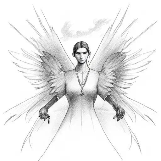 Angel With Wings Reaching Up To The Sky
