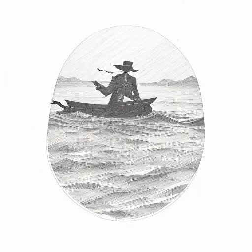 A Silhouette Of A Person Reading A Book On A Boat In The Sea