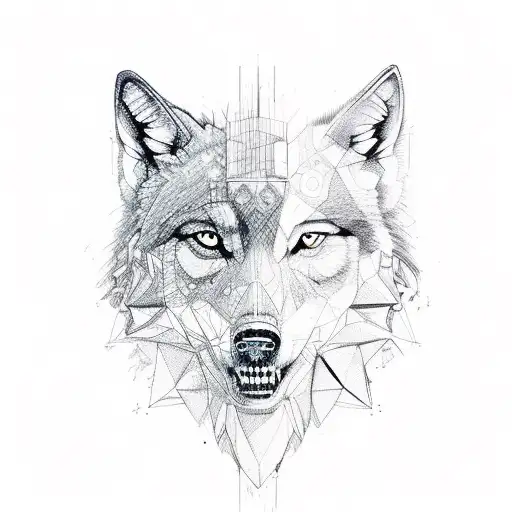 Villalobos In Vertical With On The Right Side Having A Half Of A Wolf Face