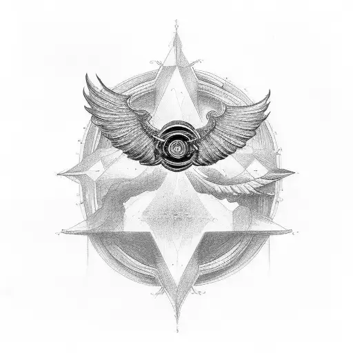 Celestial Wings In Black With The Millenium Ring In The Middle