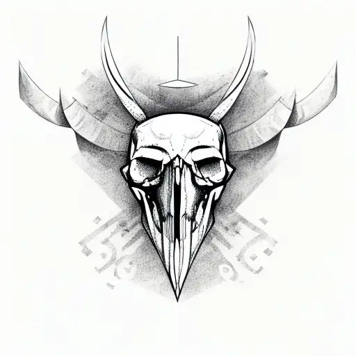 A Nordic Bird Skull With A Nordic Strength Rune