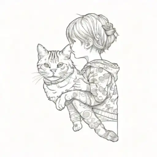 A Little Girl With A Cat