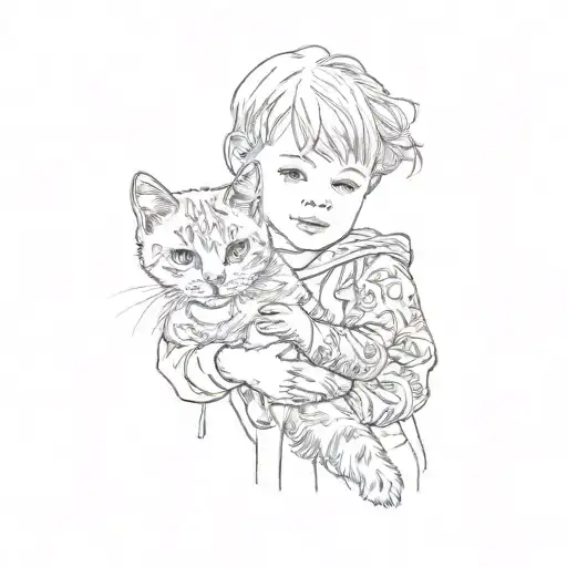 A Child Holding A Cat