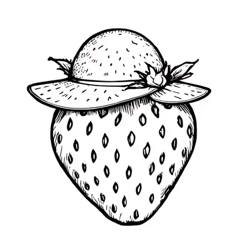 Strawberry With A Sun Hat On Its Head