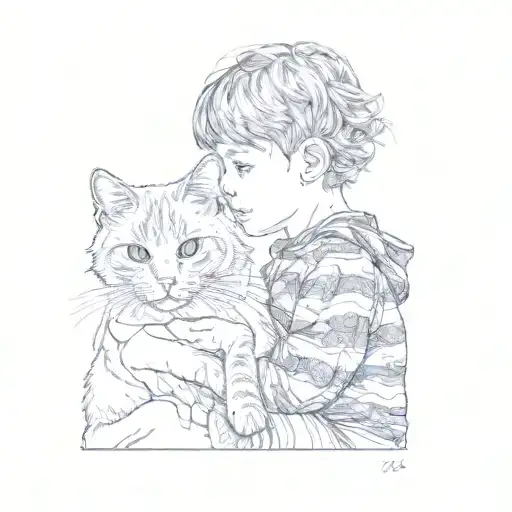A Child With A Cat