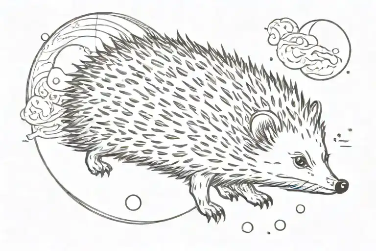 A Hedgehog Taking With The Full Moon
