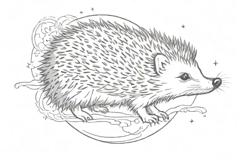 A Hedgehog Taking With The Full Moon