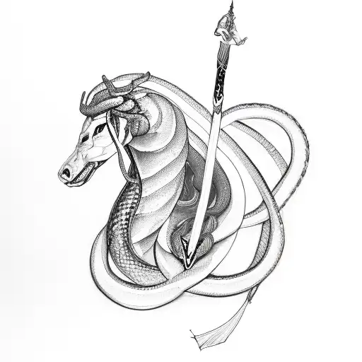Sagittarius With Big Snake And A Filigree