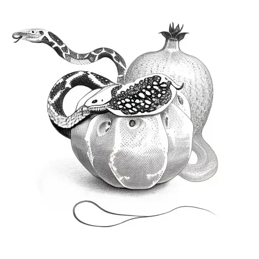 Open Pomegranate With Snake