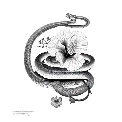 Snake With Hibiscus Flowers