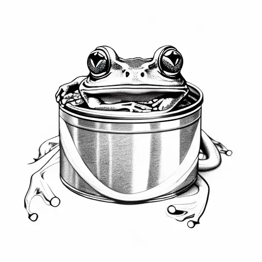 A Frog Hugging A Can Of Beans