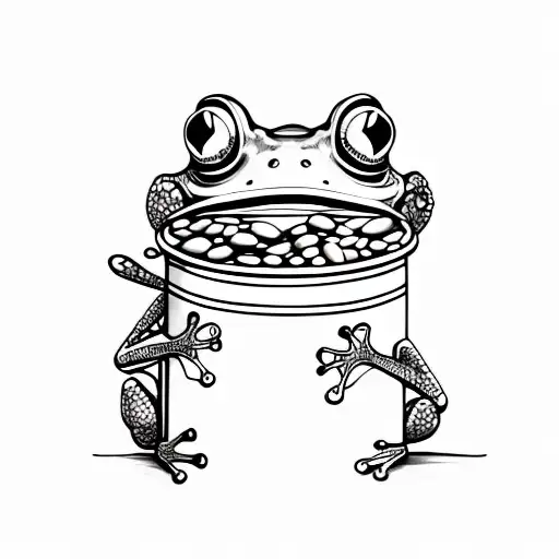 A Frog Hugging A Can Of Beans