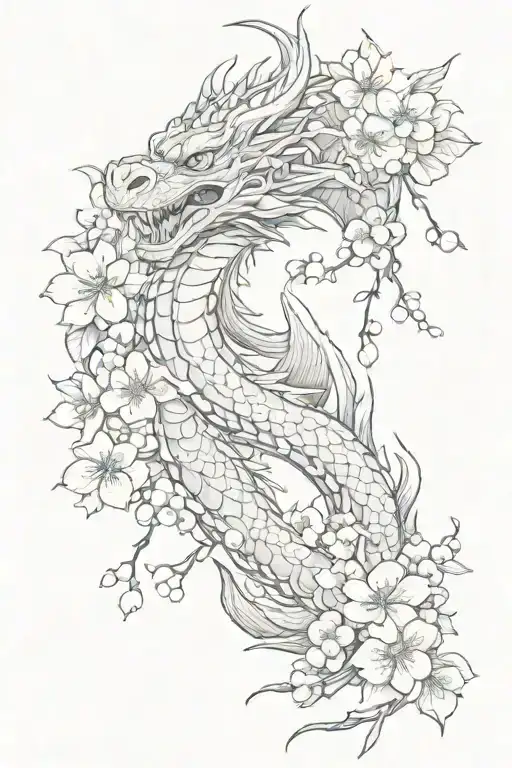 Dragon And Cherry Blossoms