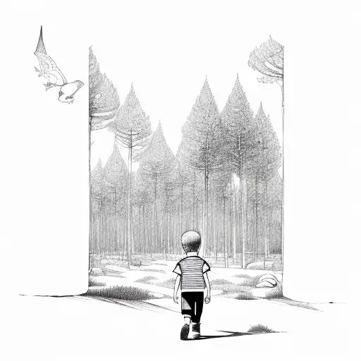 A Boy Walking Into A Forest