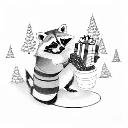 Raccoon Holding A Christmas Tree Snack