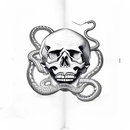 Skull With Beard And Snake