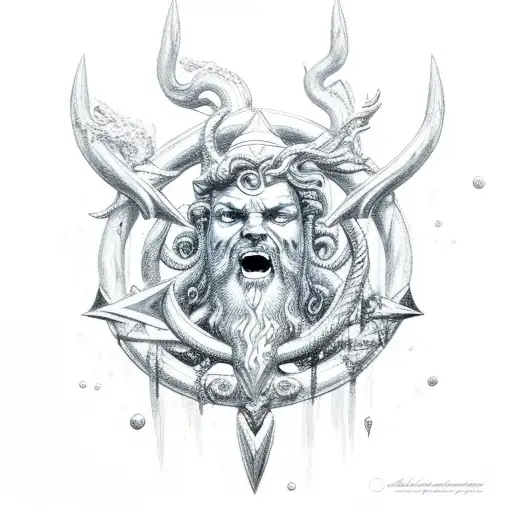 Poseidon Trident Ocean Thunder Storm