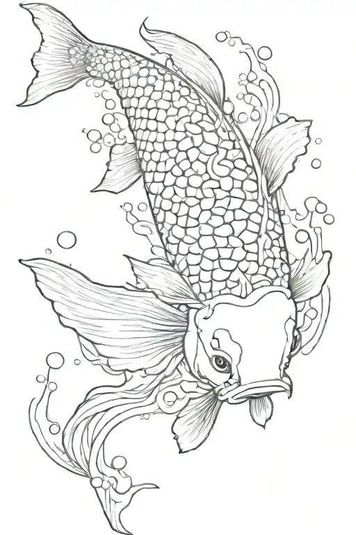Koi Fish Swimming Downwards