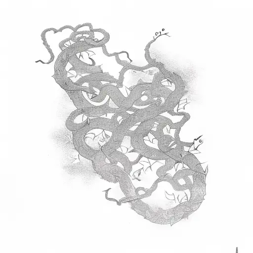 Katana With Leaves And Vines For Forearm