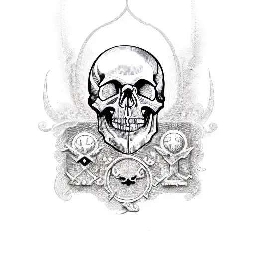Combine Ecclesiastical Latin Script With A Skull In A Blackwork Style