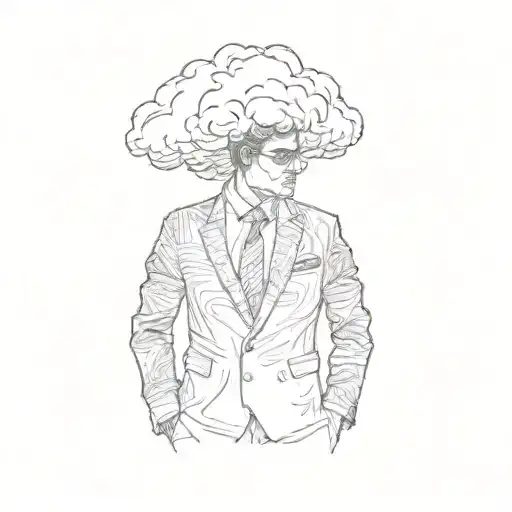 A Man In A Suit With A Cloud On His Head
