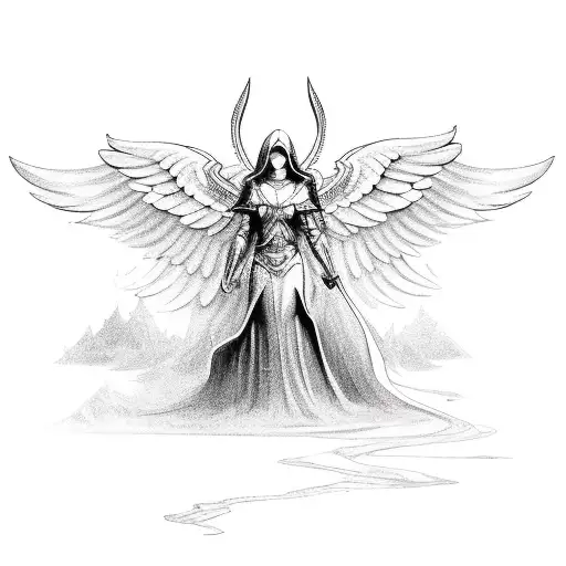 Guardian Angel Black And White