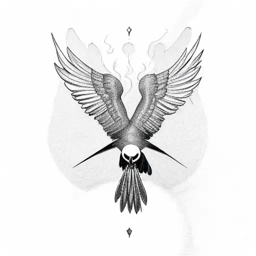 Flying Crow With Eyes On The Wings