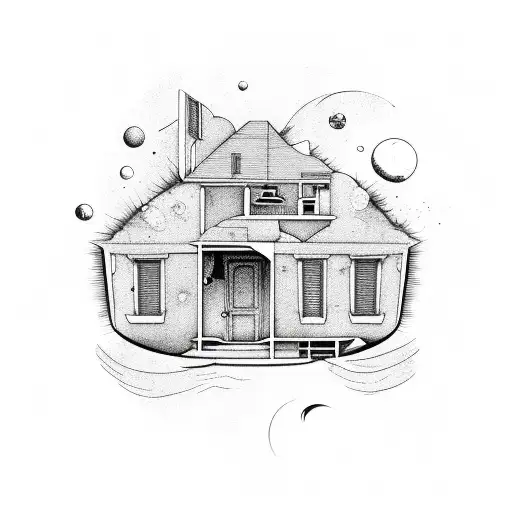 House In Space With Dirt