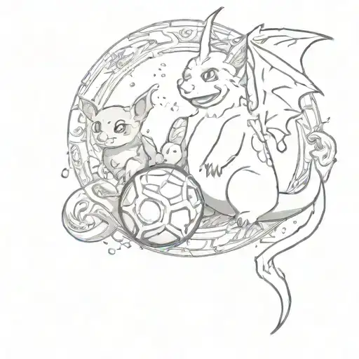Harry Potter With Spell Where A Pokemon Ball Comes Out With Pikatchu And Charizard