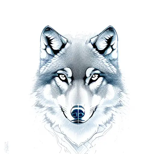 A Sleek And Elegant Wolf Silhouette In Sketch Style