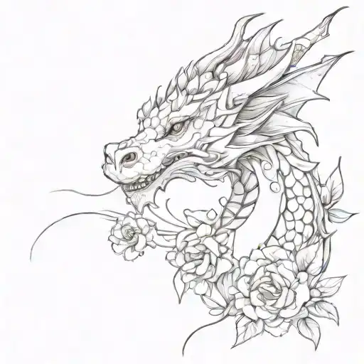 Female Dragon With Flowers