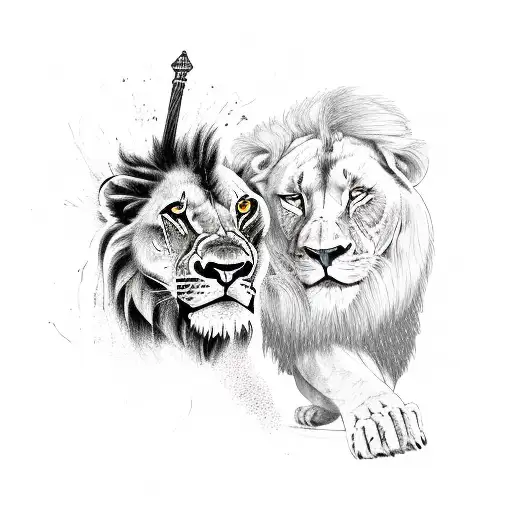 African Warrior Fighting A Lion